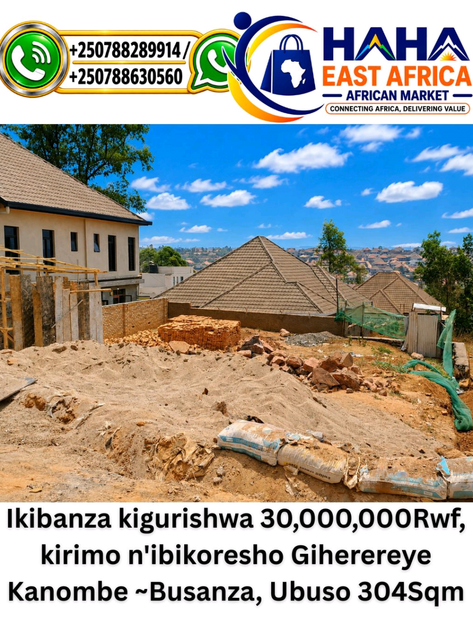 304 m² plot for sale in Busanza, Kanombe, Kicukiro