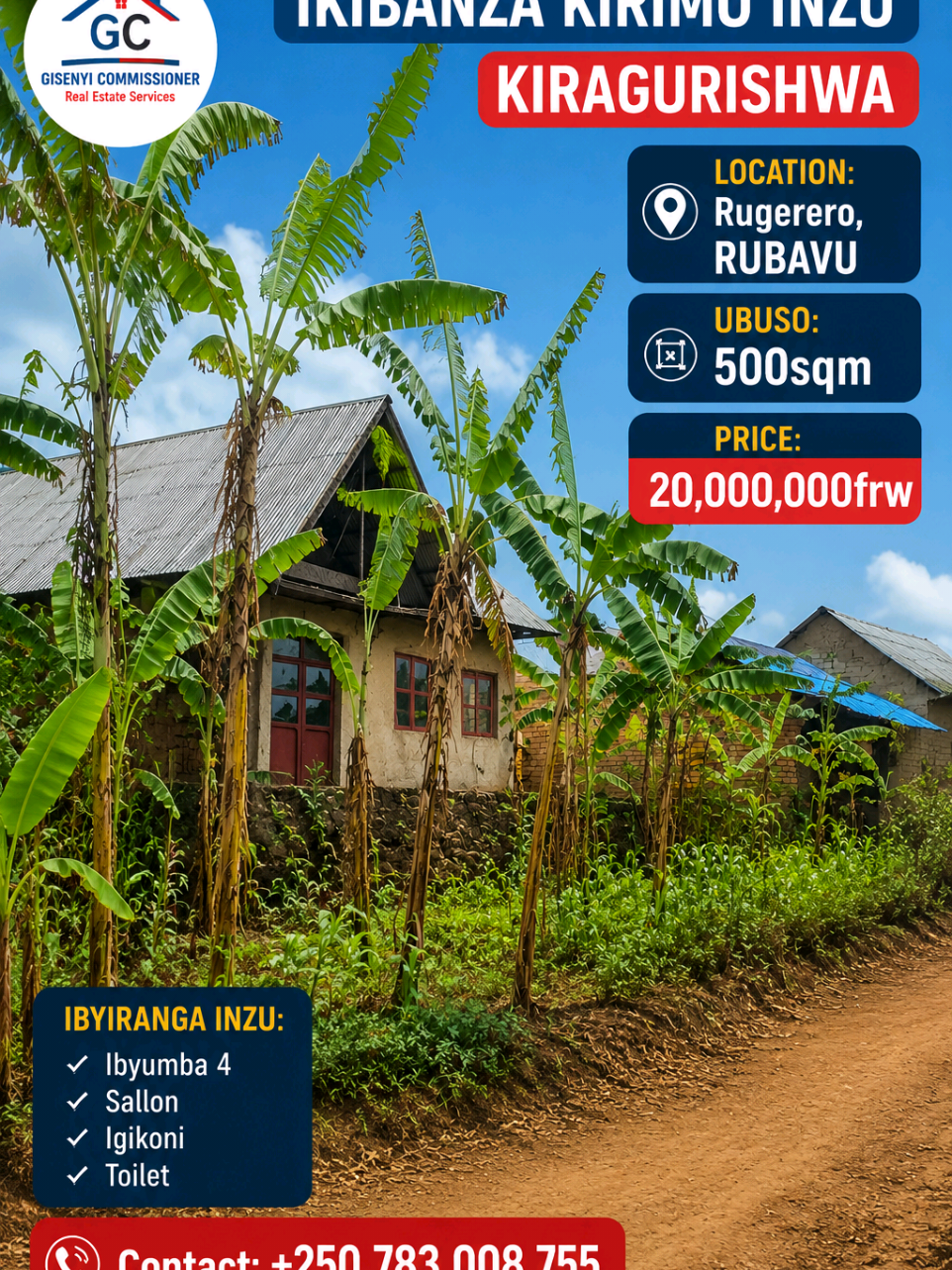 Plot for sale in Gisenyi, Rubavu