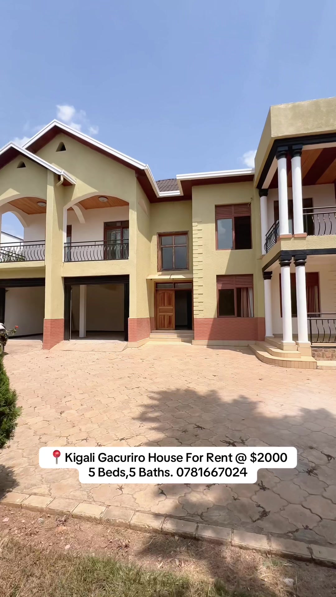 Kigali Gacuriro unfurnished House For rent @ $2000 5 Bedrooms,5 Bathrooms 078166
