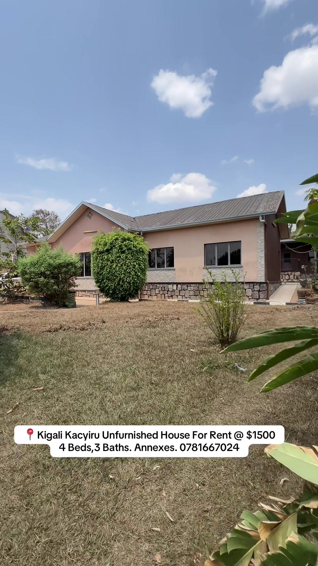 Kigali Kacyiru Unfurnished House For Rent @ $1500 4 Bedrooms,3 Bathrooms,more An
