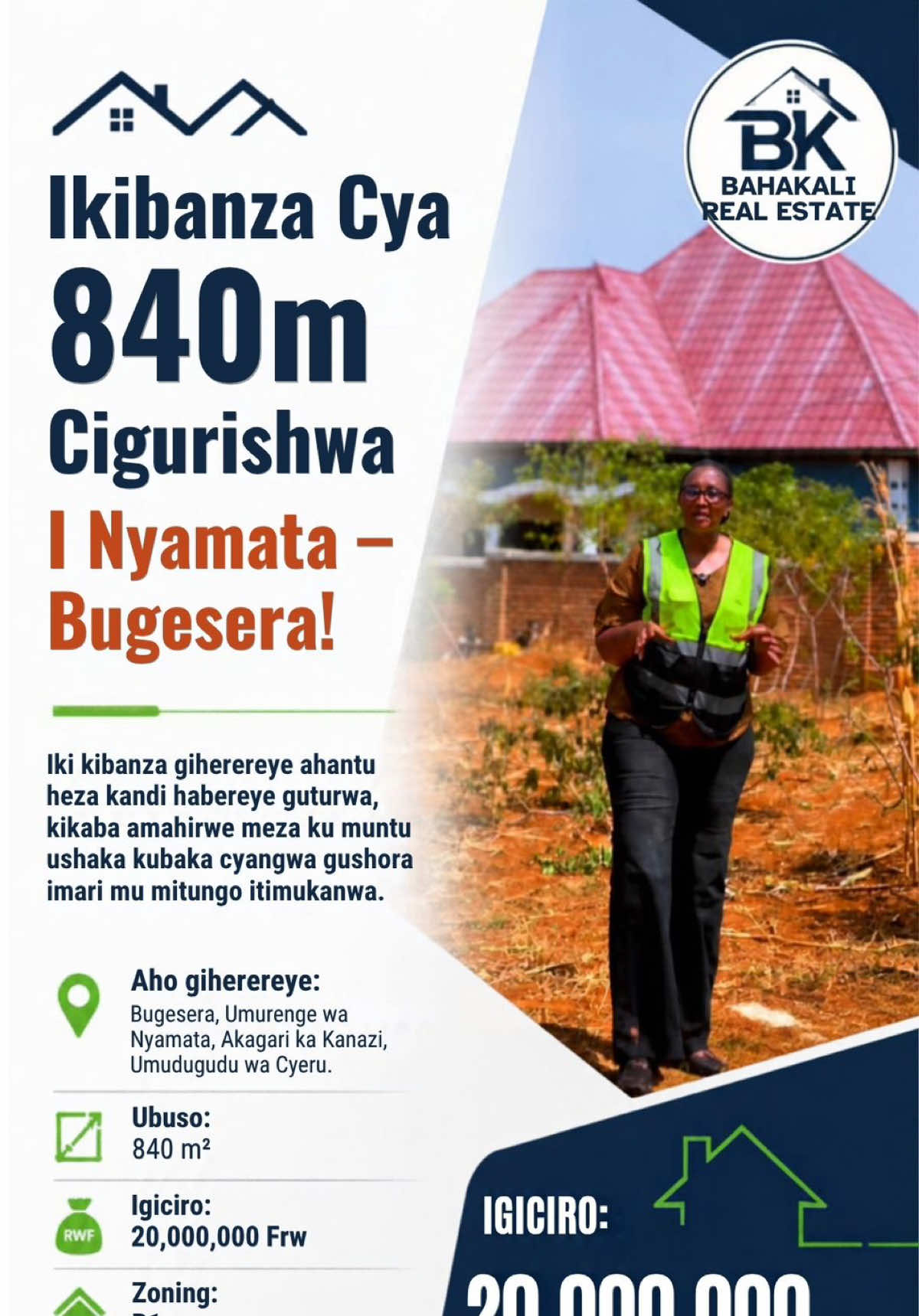 840 sqm Plot for Sale in Nyamata, Bugesera
