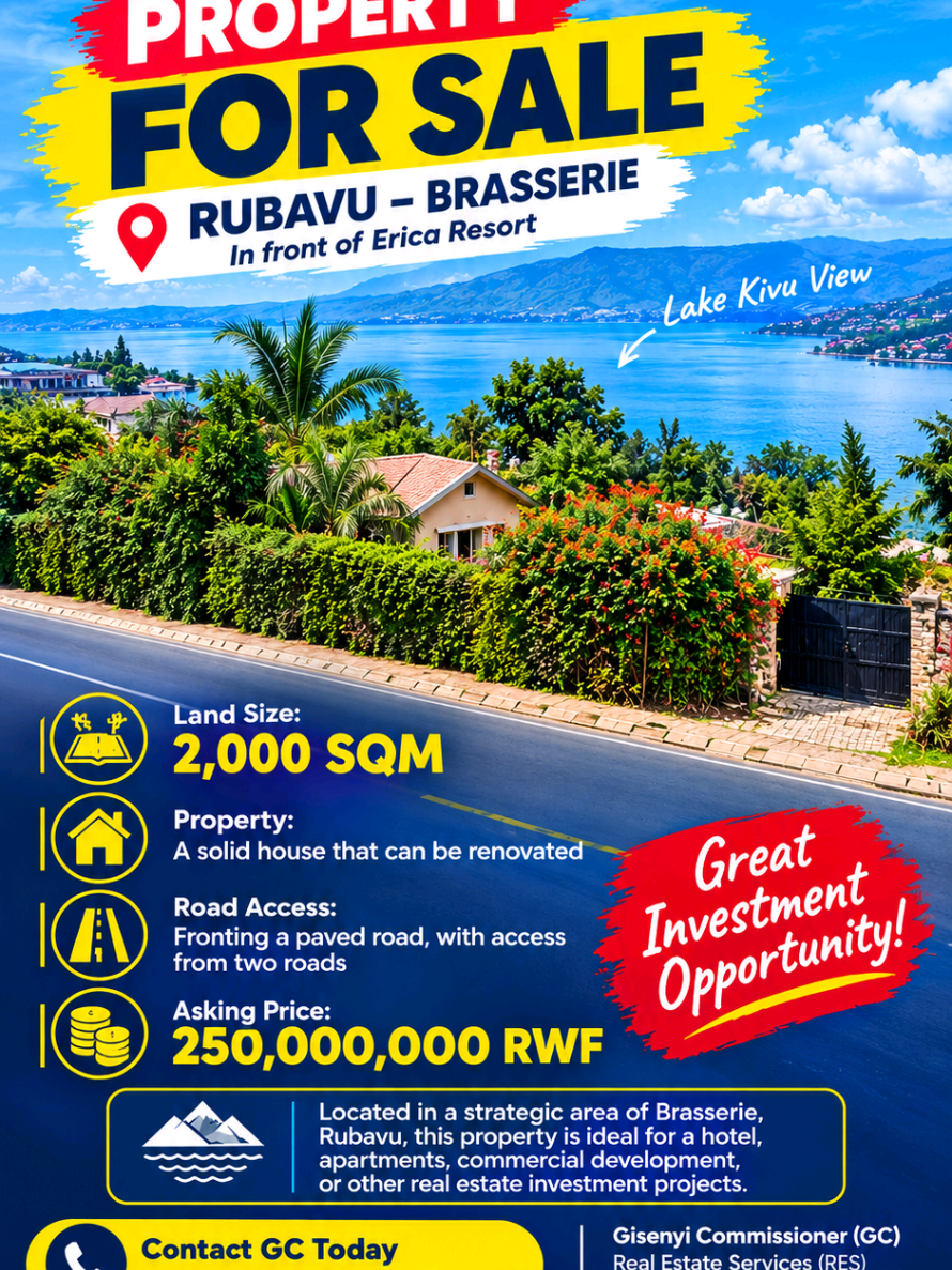 2,000 sqm House for Sale in Nyamyumba, Rubavu